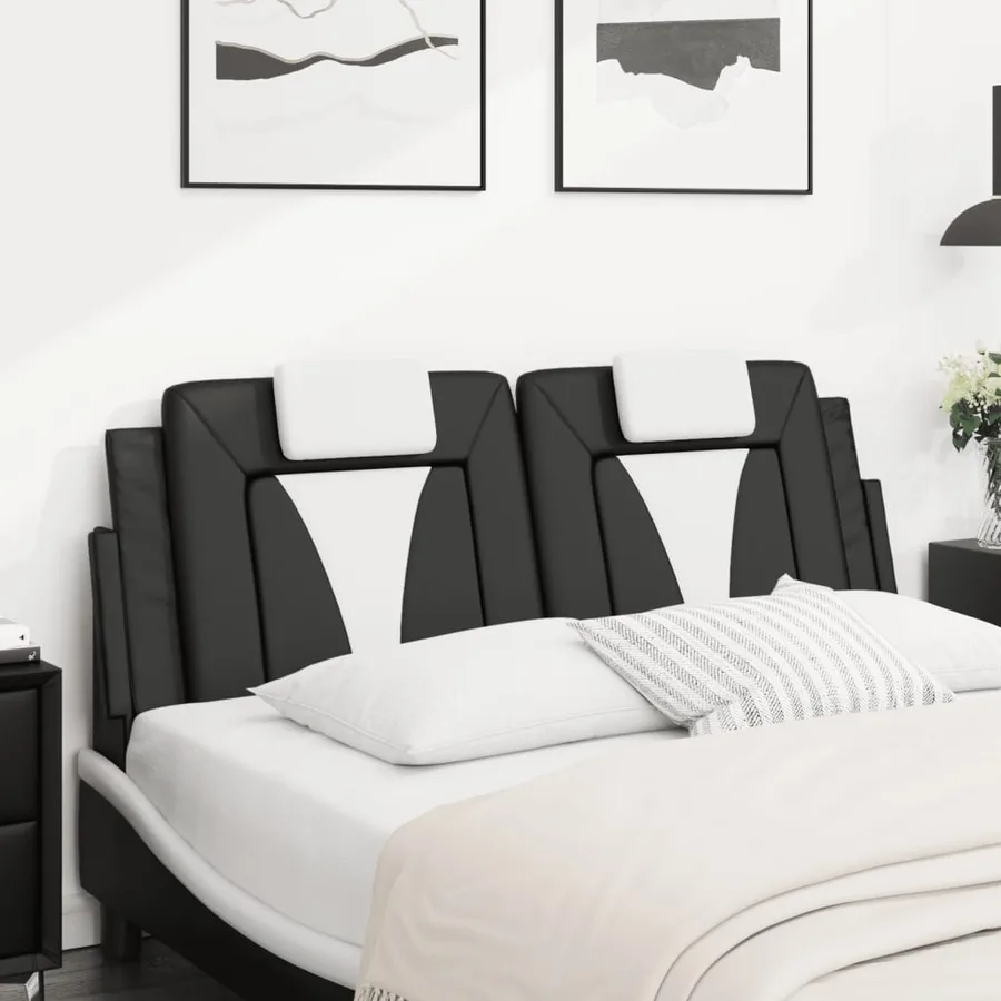 Coussin de tête de lit Viana noir et blanc 140 cm similicuir - 3