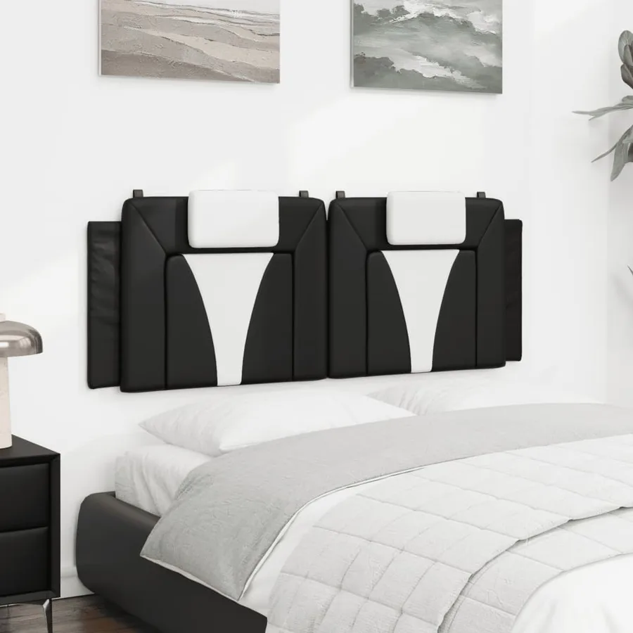 Coussin de tête de lit Viana noir et blanc 140 cm similicuir - 4
