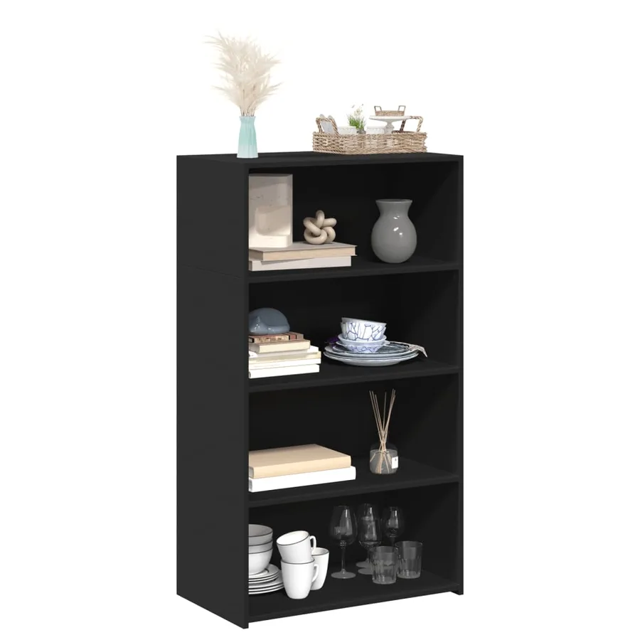 Buffet haut noir 70x41x124 cm bois d'ingénierie - 3