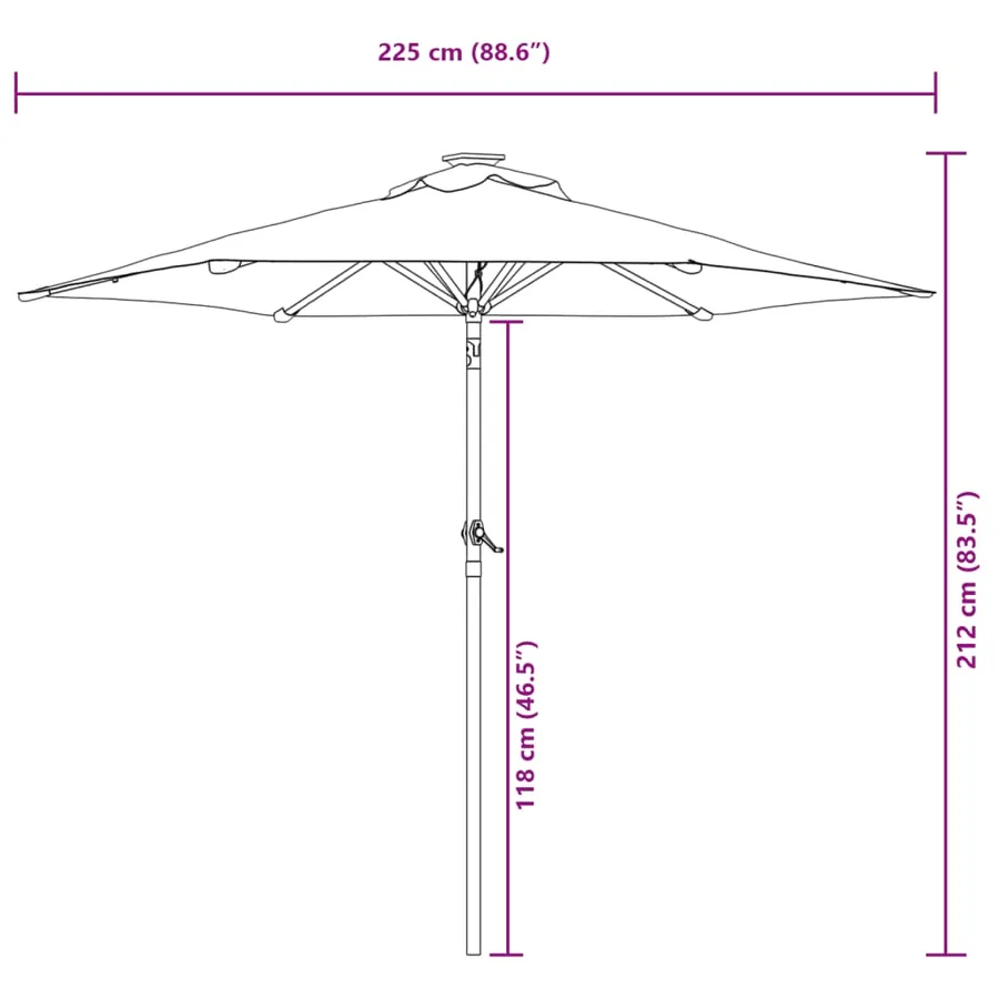 Parasol de jardin avec mât en acier terre cuite 225x225x212 cm - 12