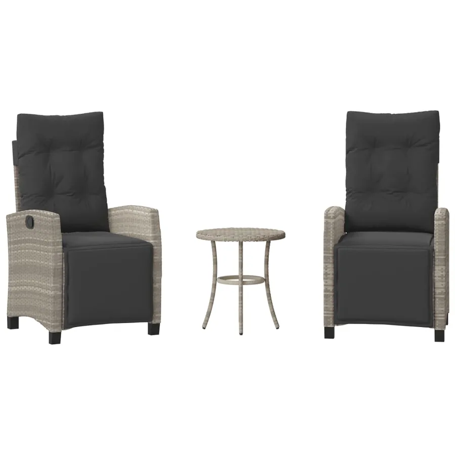 Ensemble de bistro 3 pcs et coussins gris clair résine tressée - 2