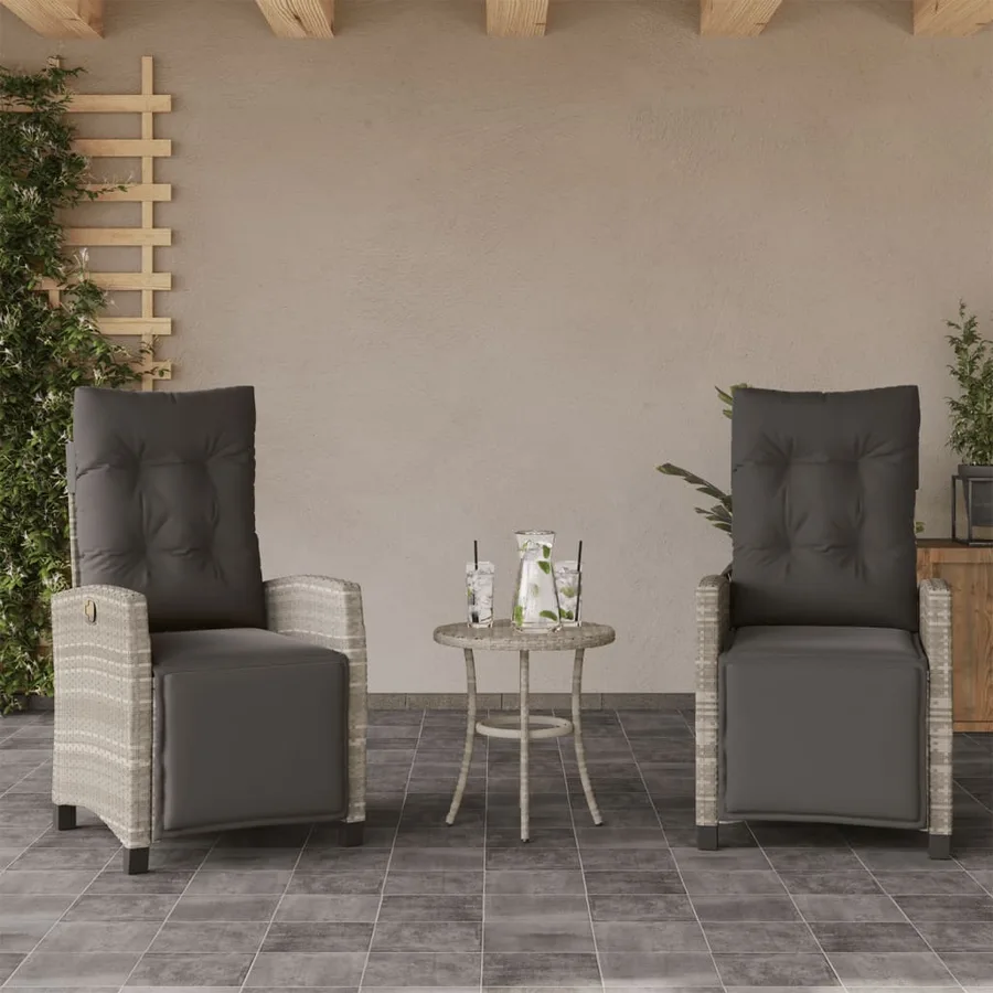 Ensemble de bistro 3 pcs et coussins gris clair résine tressée - 3