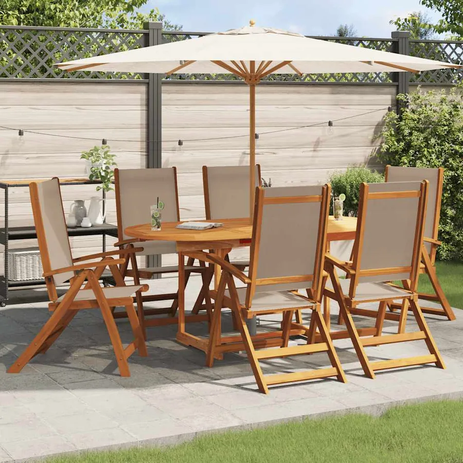 Chaises pliables de jardin lot de 6 bois d'acacia et textilène