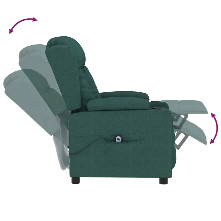 Fauteuil inclinable électrique Vert foncé Tissu - 7