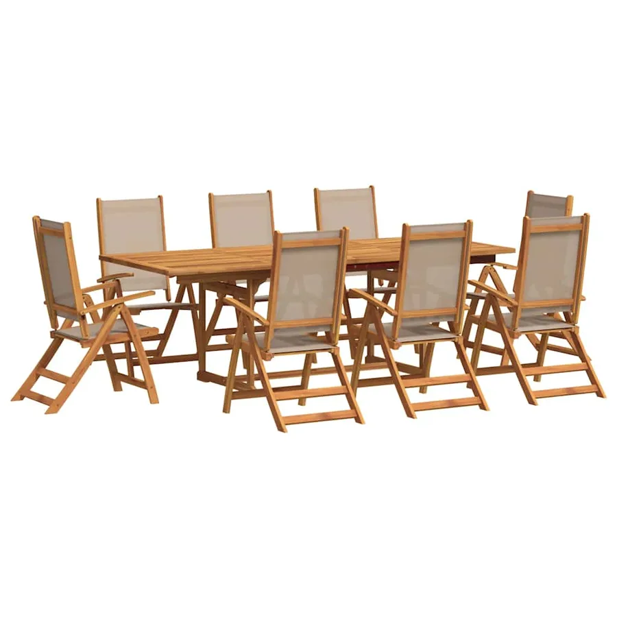 Ensemble à manger de jardin 9pcs bois d'acacia solide textilène - 2