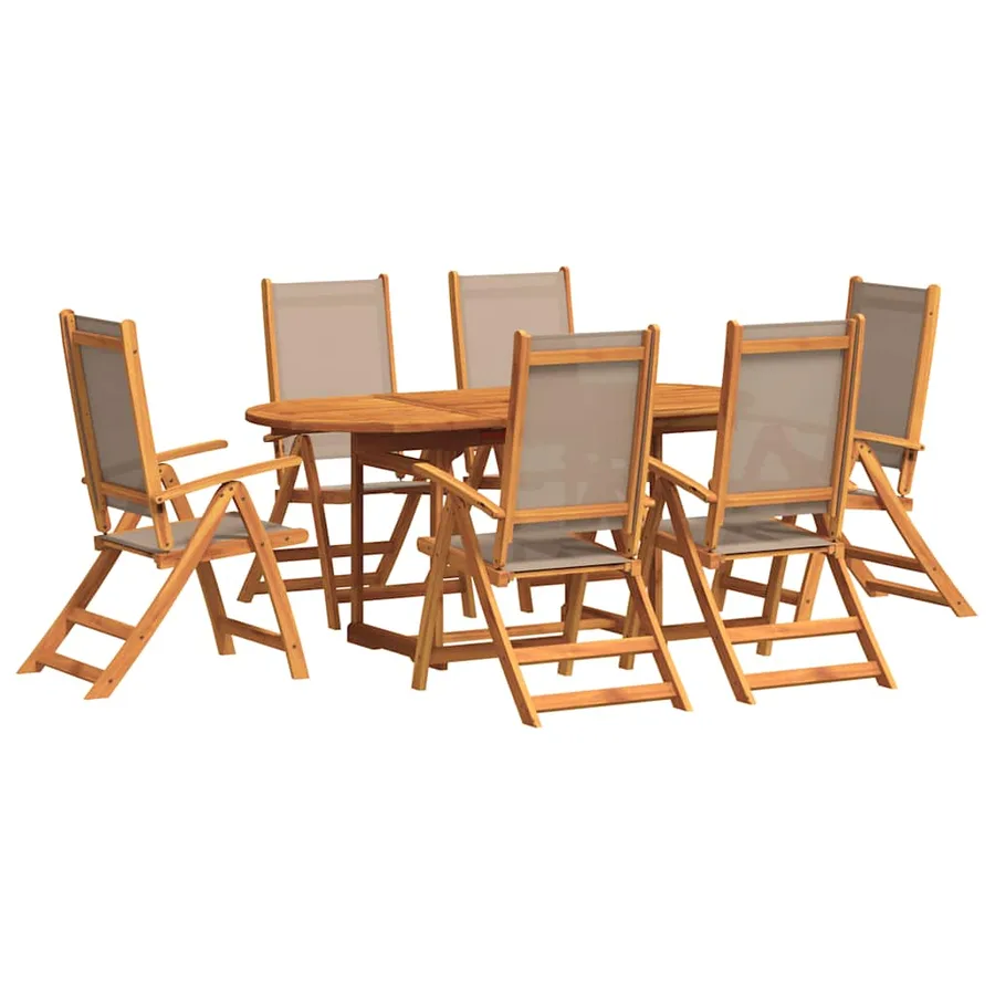 Ensemble à Manger de jardin 7pcs bois d'acacia solide textilène - 2