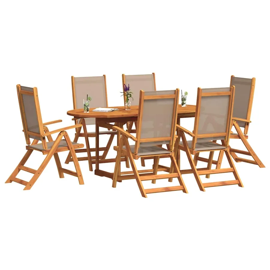 Ensemble à Manger de jardin 7pcs bois d'acacia solide textilène - 7