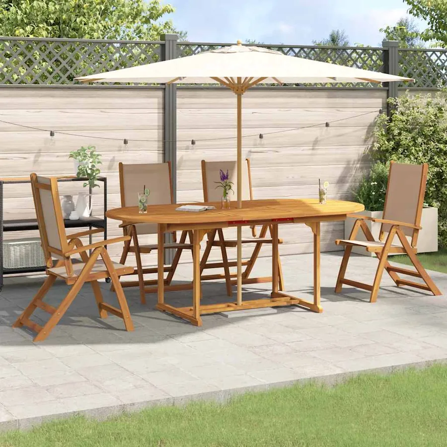 Ensemble à manger de jardin 5pcs bois d'acacia solide textilène
