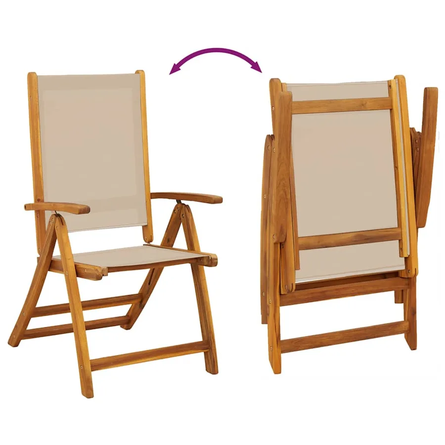 Ensemble à manger de jardin 5pcs bois d'acacia solide textilène - 10