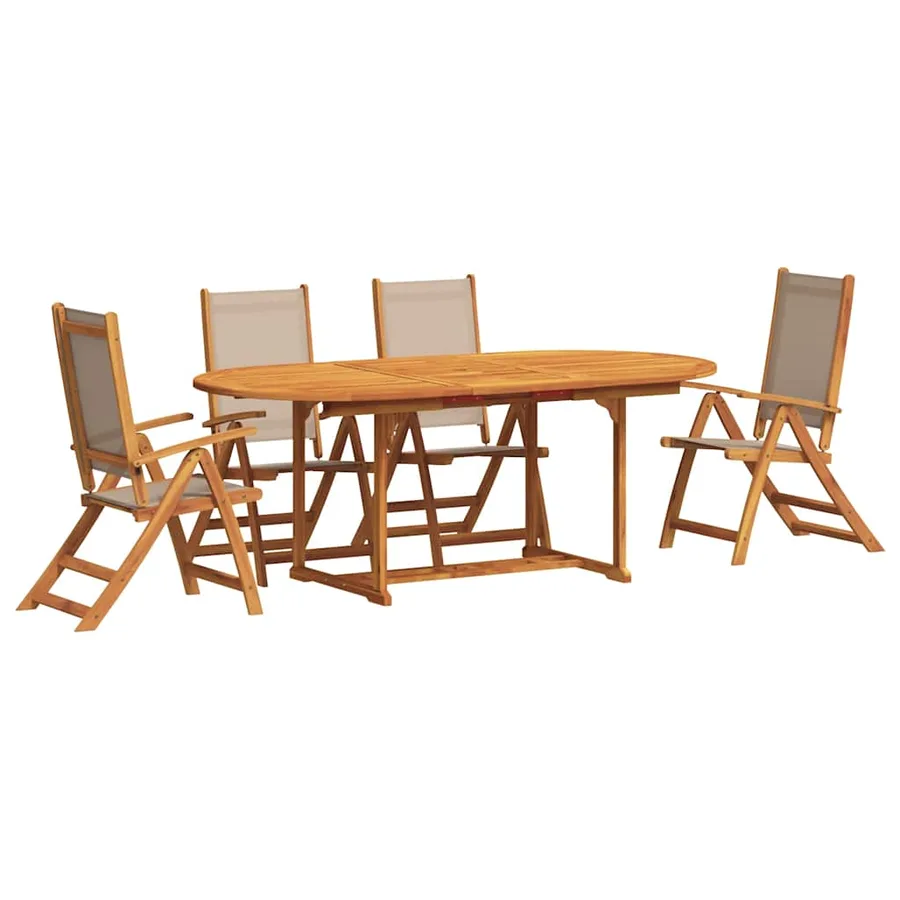 Ensemble à manger de jardin 5pcs bois d'acacia solide textilène - 2