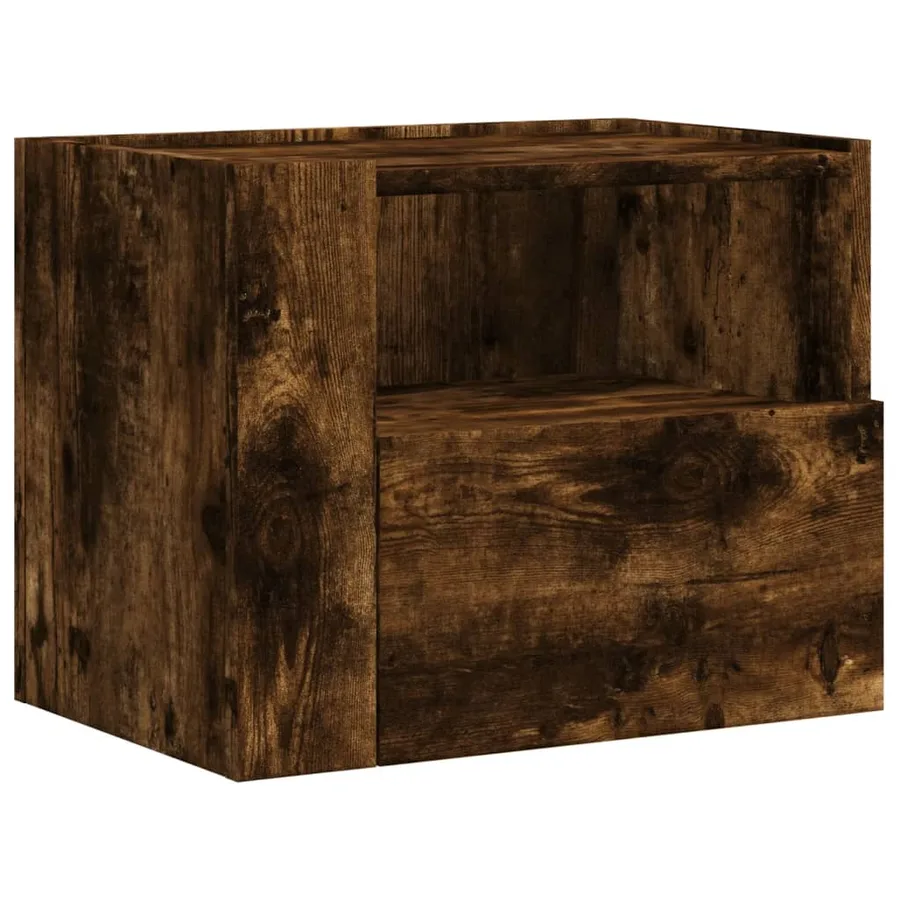 Table de chevet murale chêne fumé 45x30x35 cm - 2