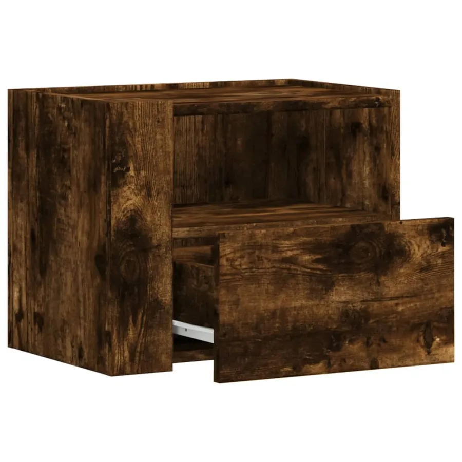 Table de chevet murale chêne fumé 45x30x35 cm - 7