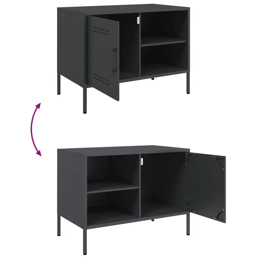 Meuble TV anthracite 68x39x50,5 cm acier - 11