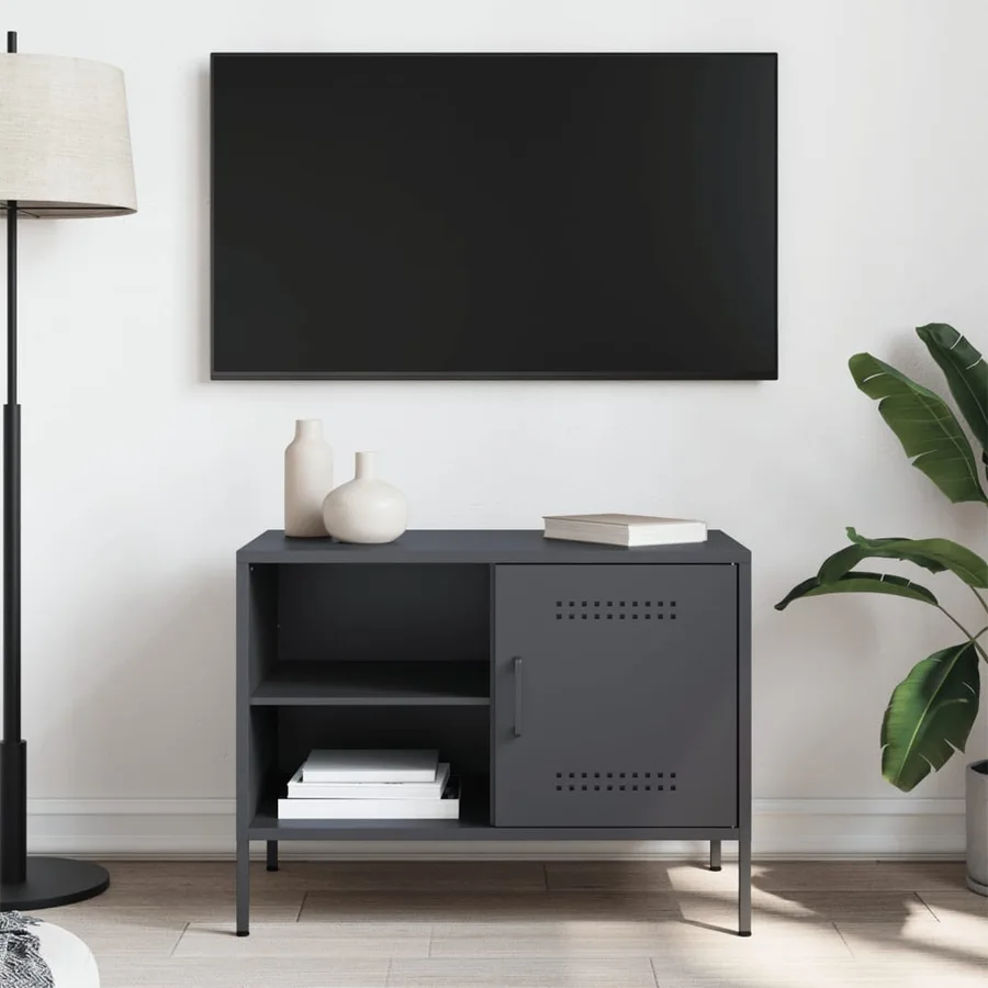 Meuble TV anthracite 68x39x50,5 cm acier - 3