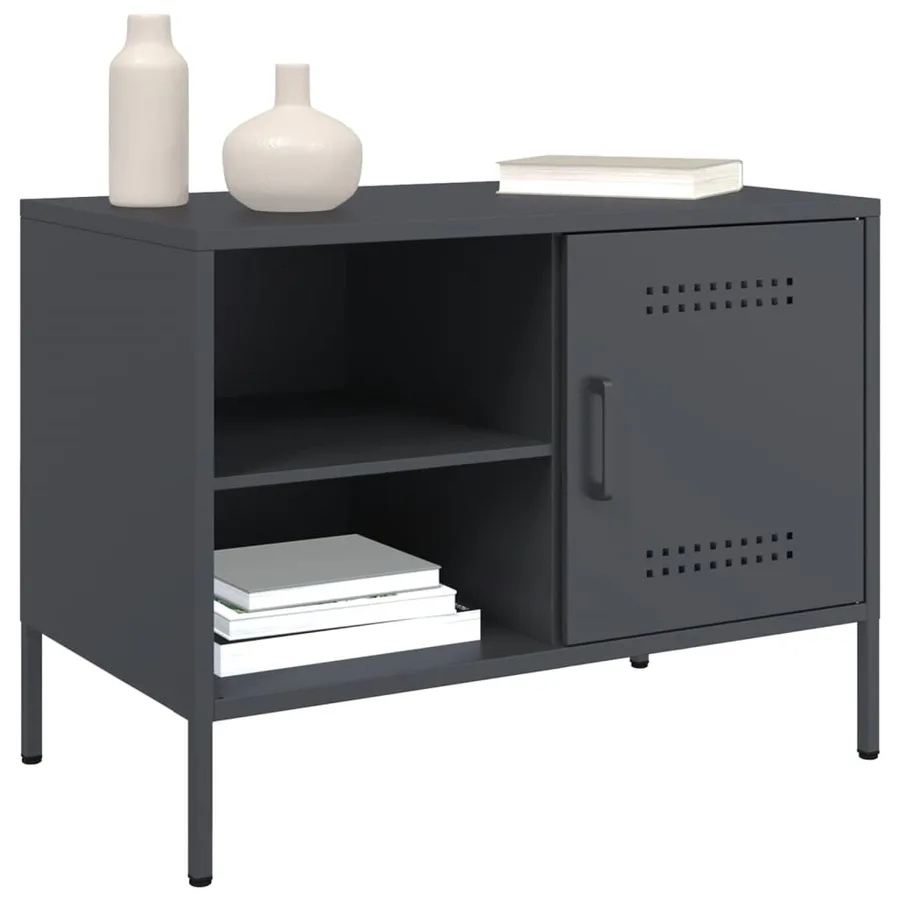 Meuble TV anthracite 68x39x50,5 cm acier - 4