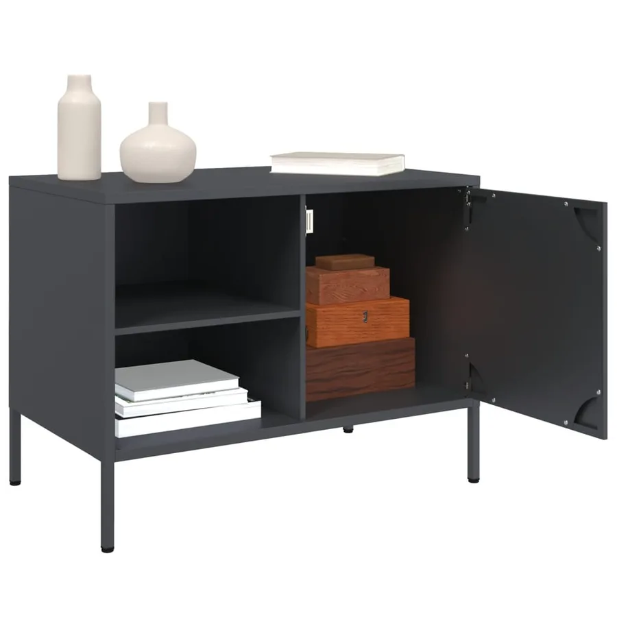 Meuble TV anthracite 68x39x50,5 cm acier - 5