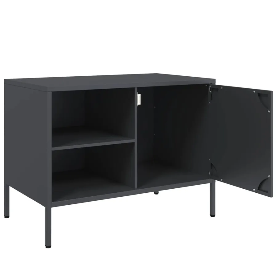 Meuble TV anthracite 68x39x50,5 cm acier - 9