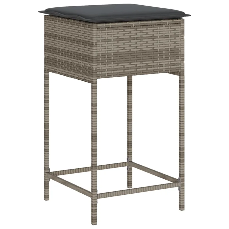 Ensemble de bar de jardin 7 pcs avec coussins gris poly rotin - 4