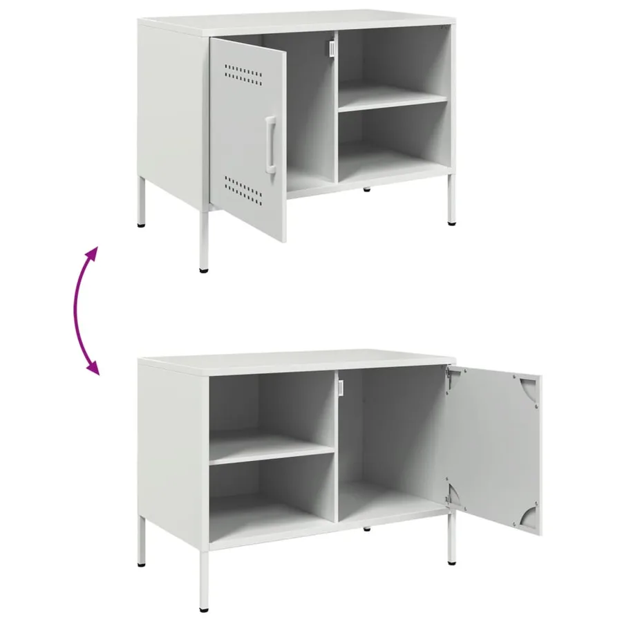 Meuble TV blanc 68x39x50,5 cm acier - 11