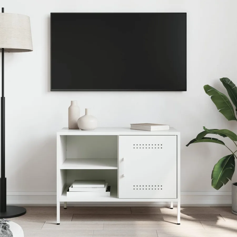 Meuble TV blanc 68x39x50,5 cm acier - 3