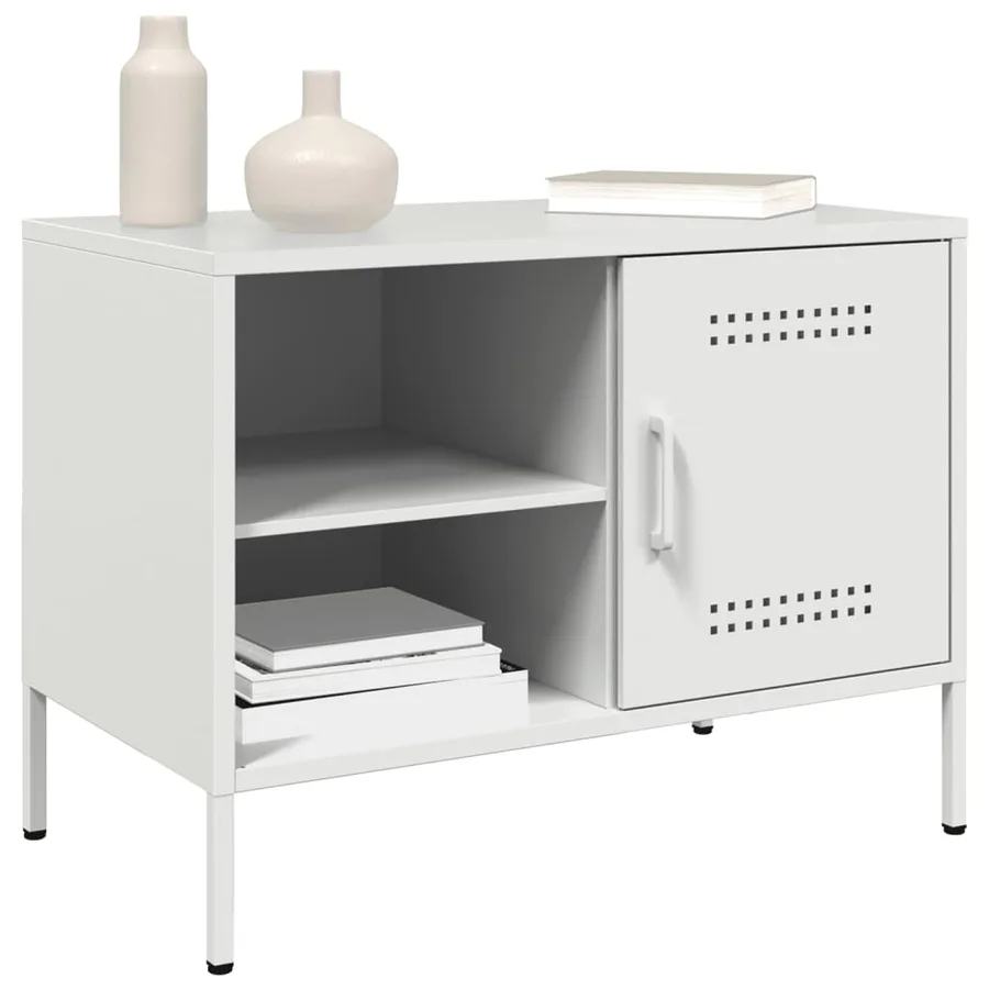 Meuble TV blanc 68x39x50,5 cm acier - 4