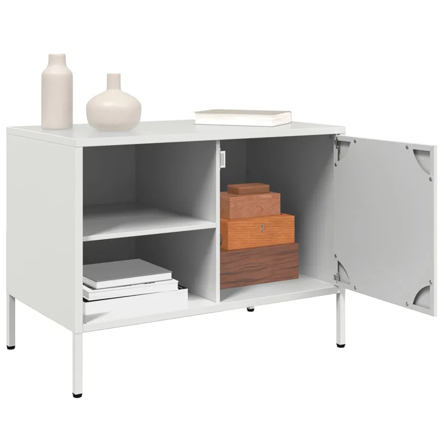 Meuble TV blanc 68x39x50,5 cm acier - 5