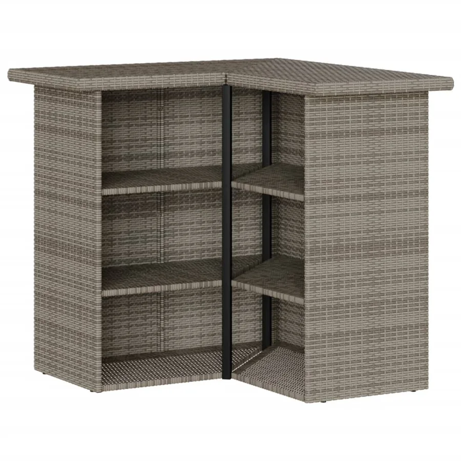 Ensemble de bar de jardin 3 pcs et coussins gris résine tressée - 6