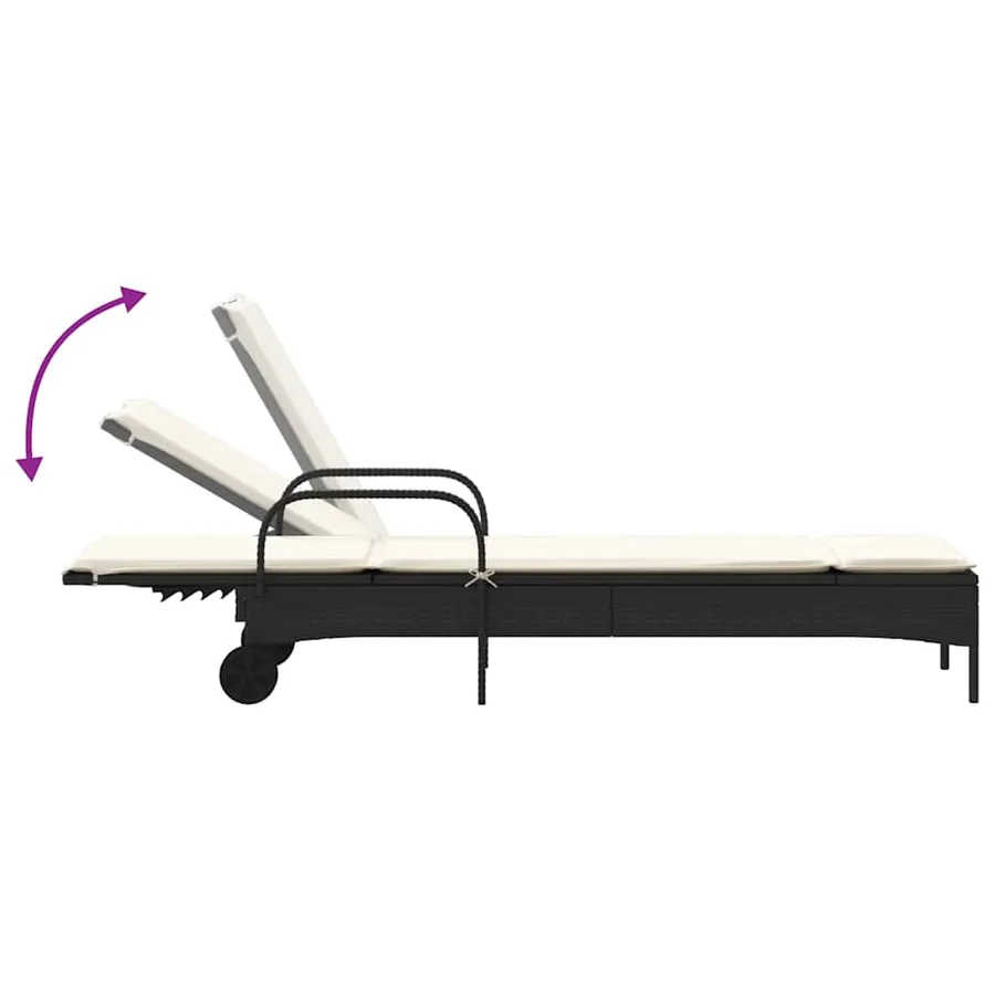 Chaises longues avec coussins lot de 2 noir résine tressée - 7