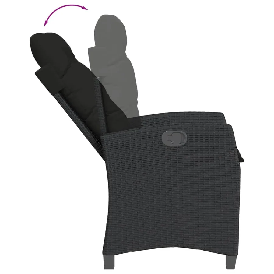 Ensemble à manger de jardin avec coussins 3 pcs Noir - 4