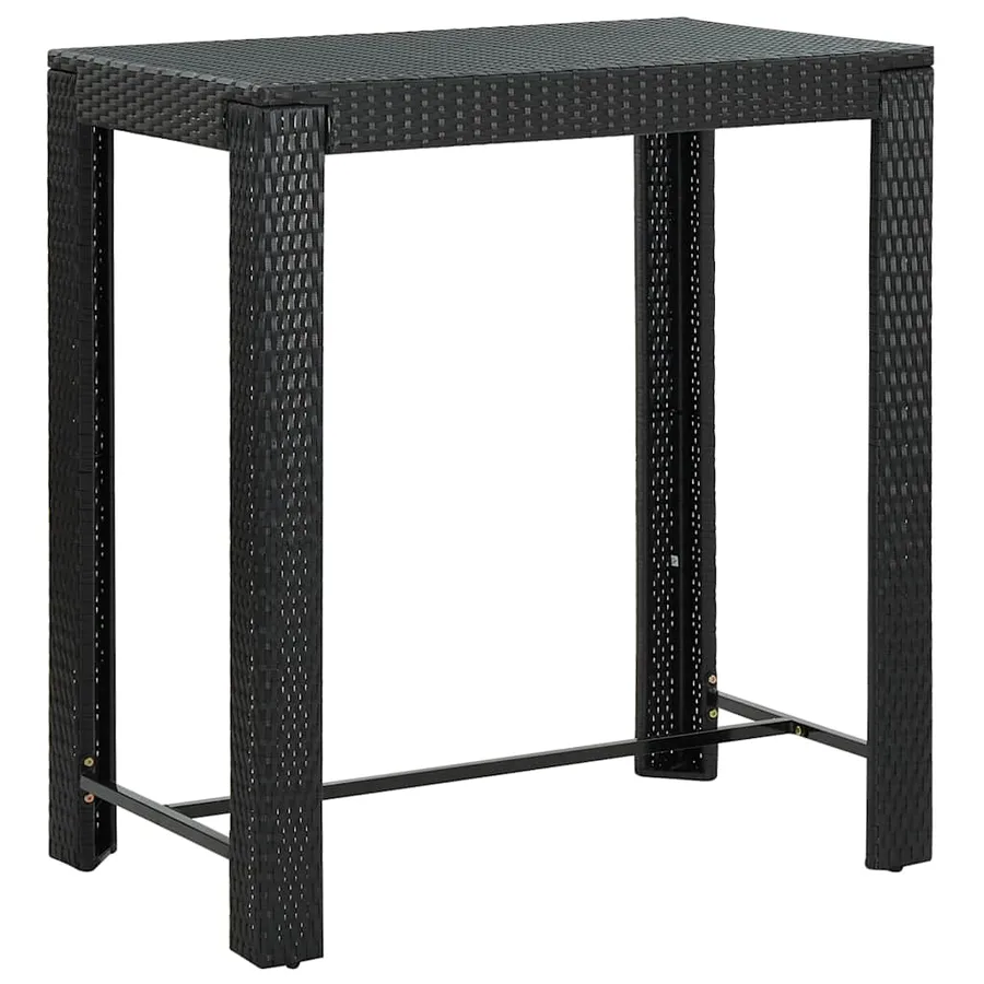 Ensemble de bar de jardin 7 pcs avec coussins noir poly rotin - 5