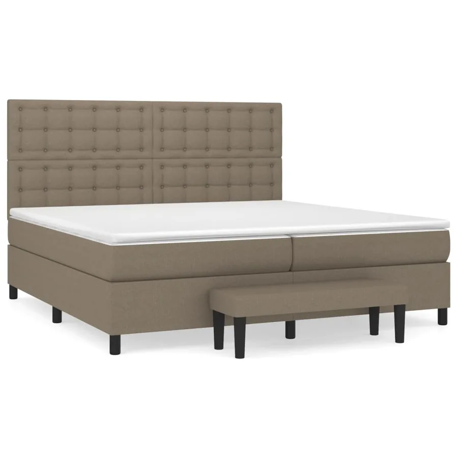Sommier à lattes de lit avec matelas Taupe 200x200 cm Tissu - 2