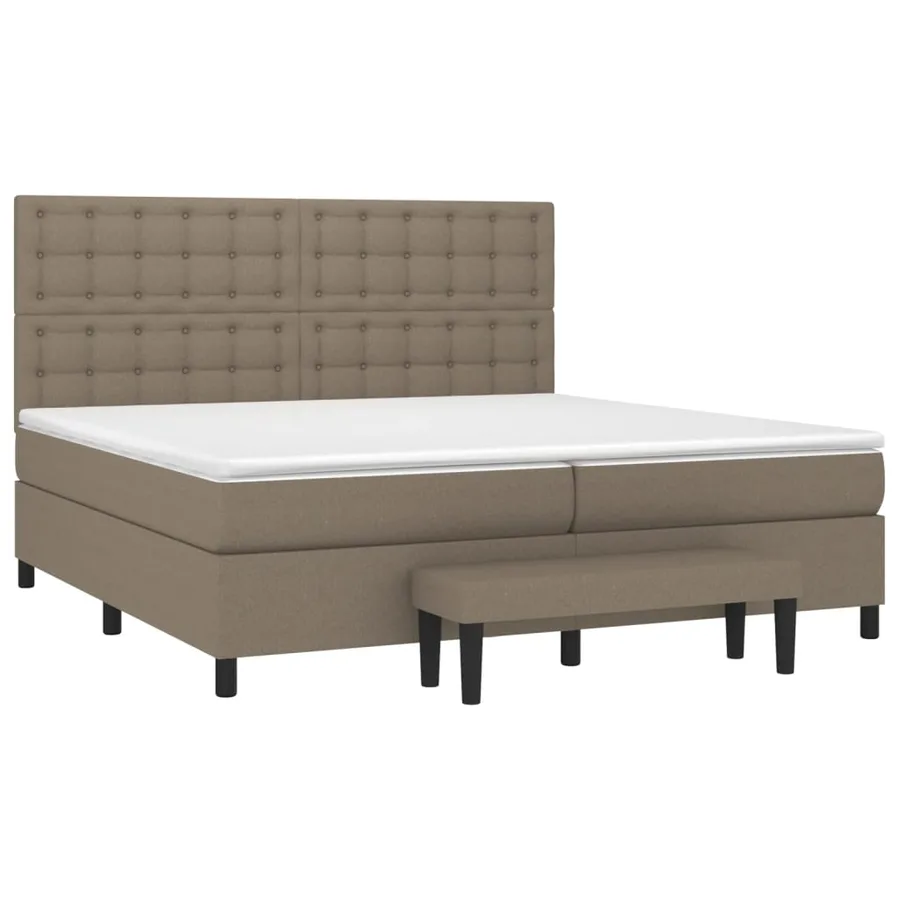 Sommier à lattes de lit avec matelas Taupe 200x200 cm Tissu - 3