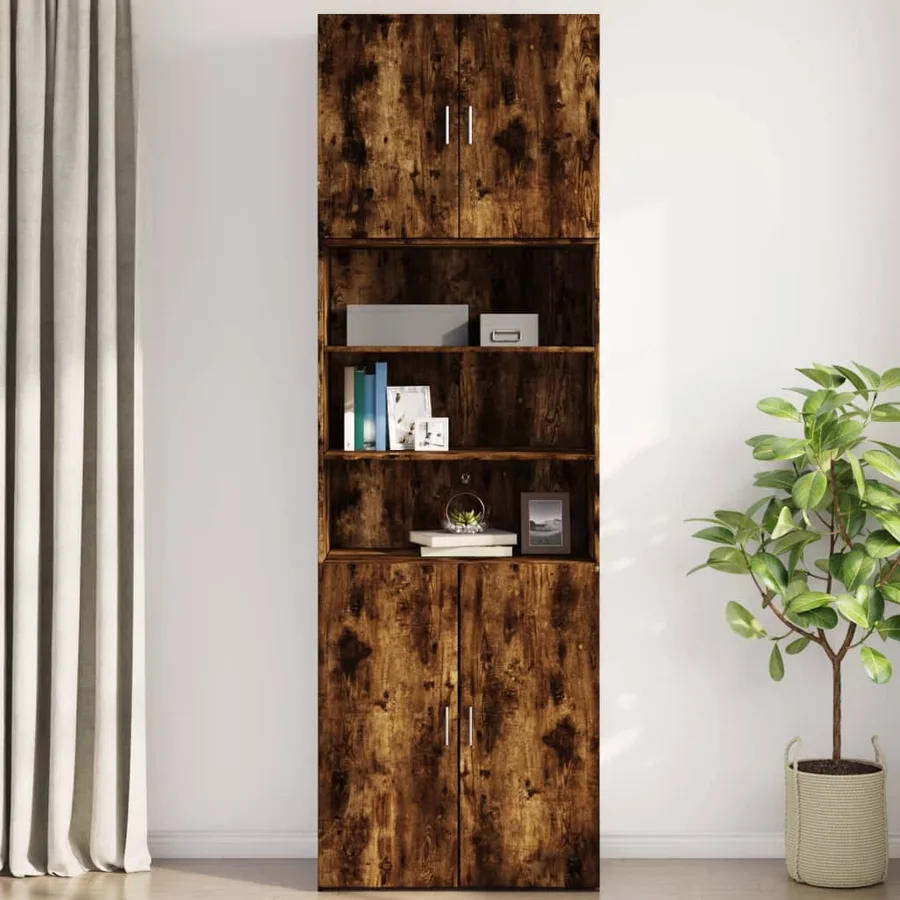 Armoire murale chêne fumé 80x42,5x64 cm bois d'ingénierie - 3