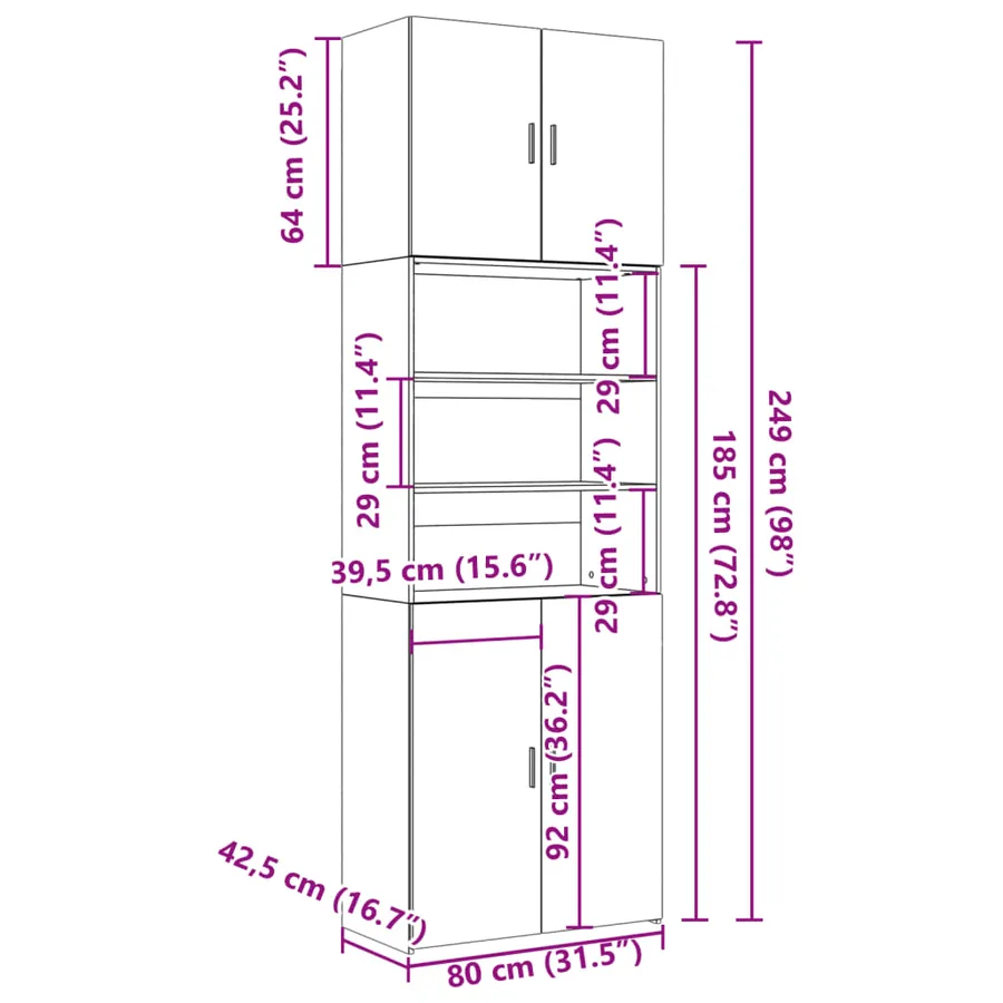 Buffet haut blanc 80x42,5x249 cm bois d'ingénierie - 13