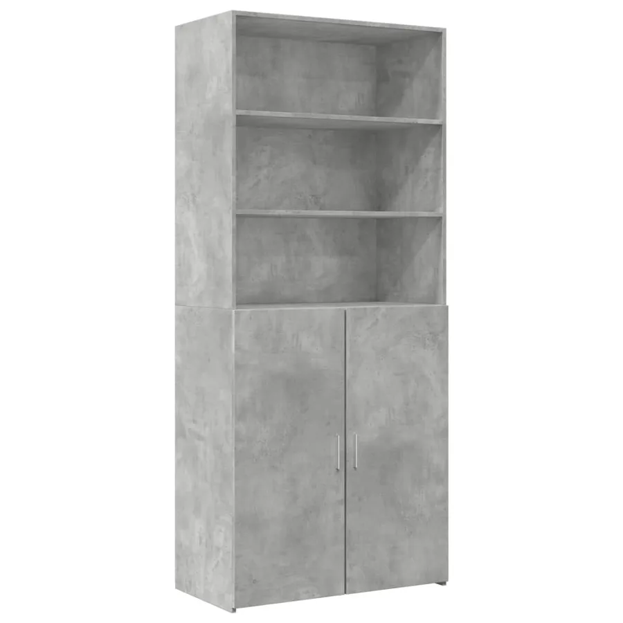 Buffet haut gris béton 80x42,5x249 cm bois d'ingénierie - 4