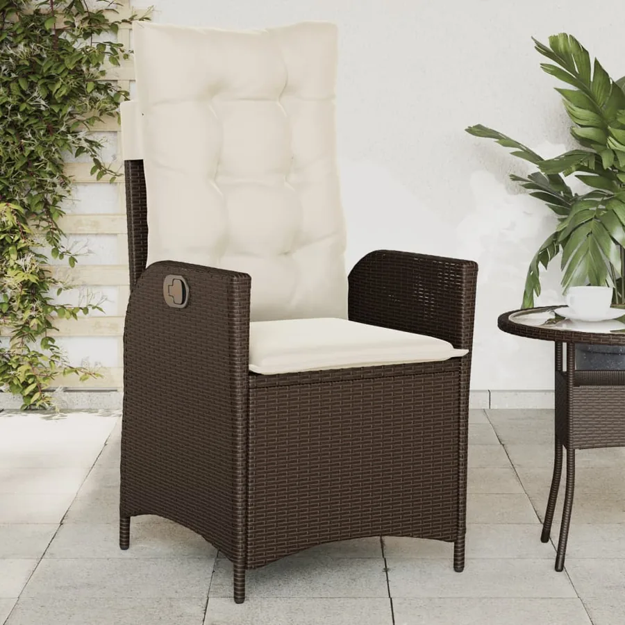 Chaise inclinable de jardin coussins mélange beige poly rotin - 13