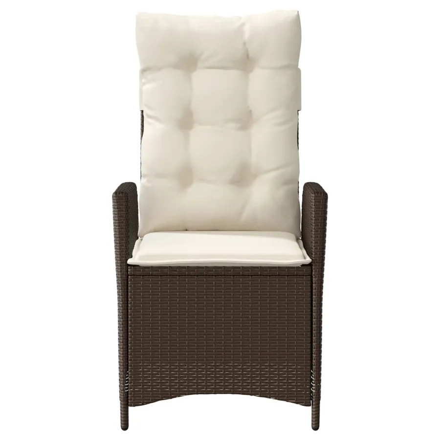 Chaise inclinable de jardin coussins mélange beige poly rotin - 16