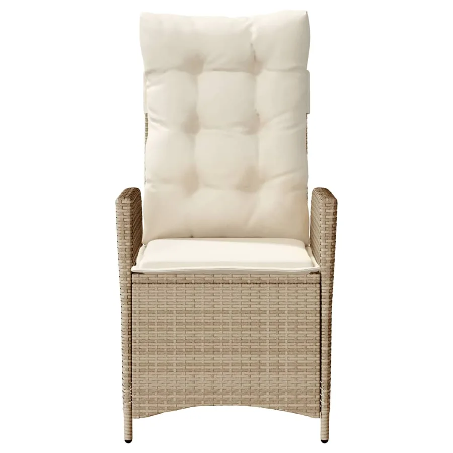 Chaise inclinable de jardin coussins mélange beige poly rotin - 28