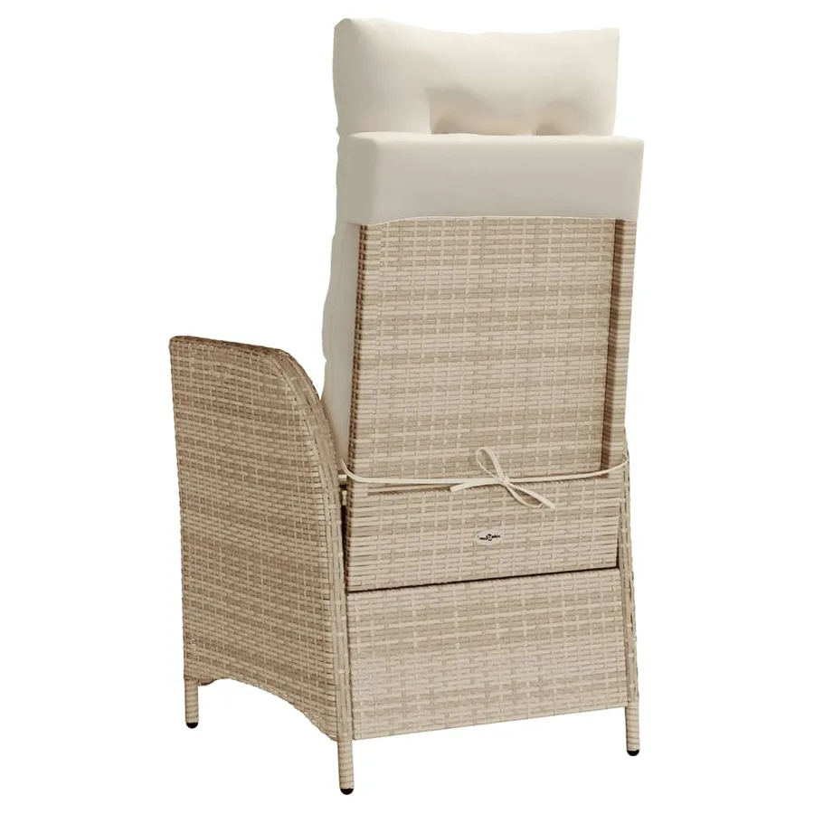 Chaise inclinable de jardin coussins mélange beige poly rotin - 30