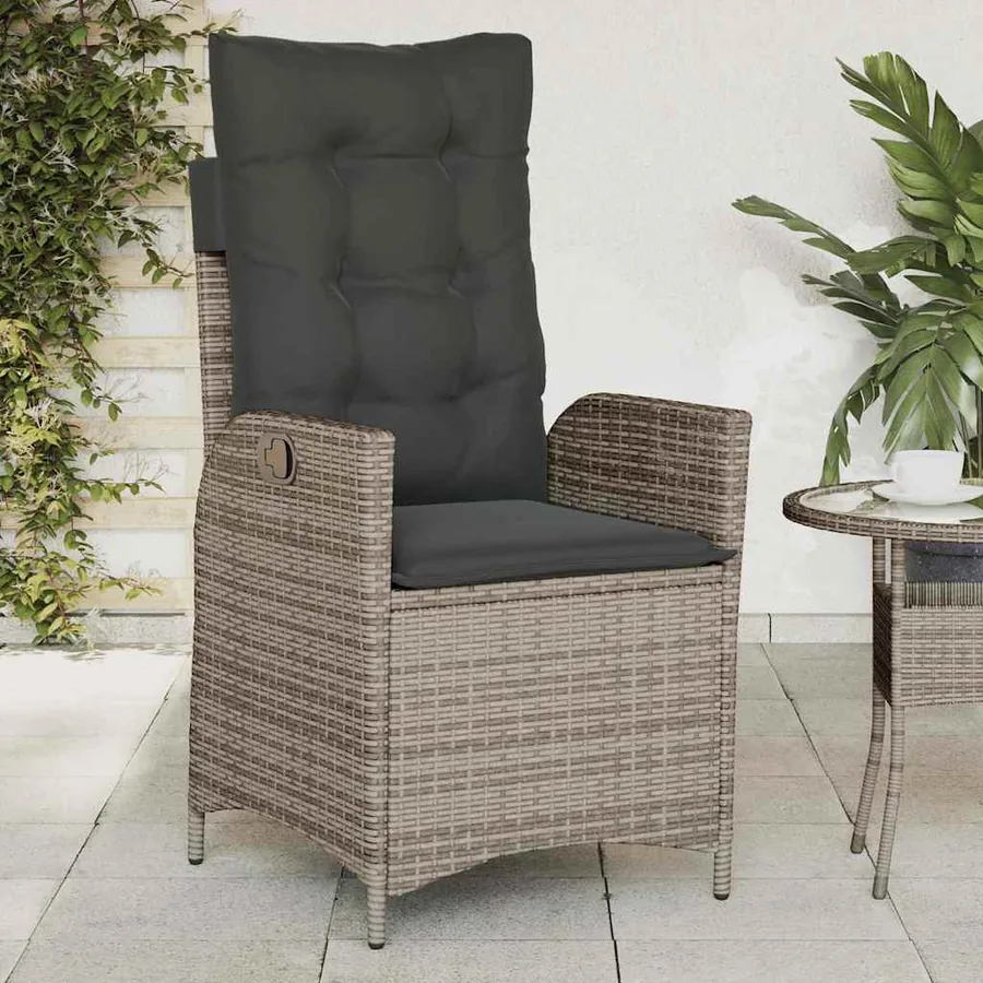 Chaise inclinable de jardin coussins mélange beige poly rotin - 37