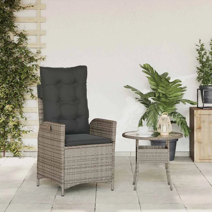 Chaise inclinable de jardin coussins mélange beige poly rotin - 39
