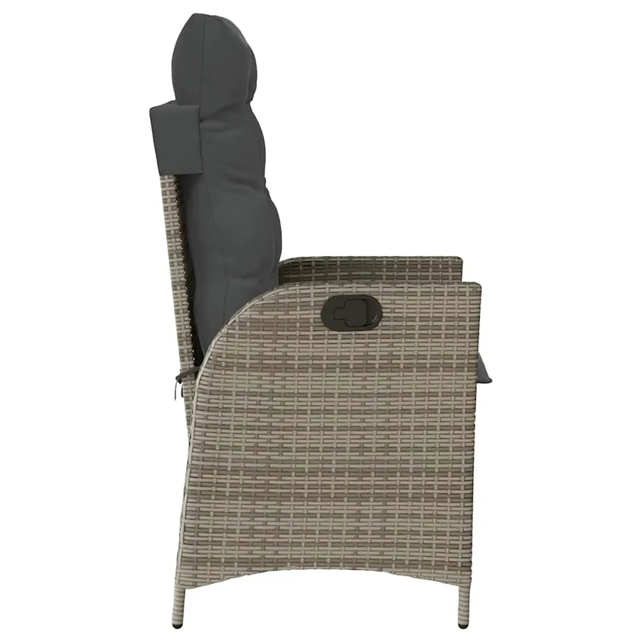 Chaise inclinable de jardin coussins mélange beige poly rotin - 41
