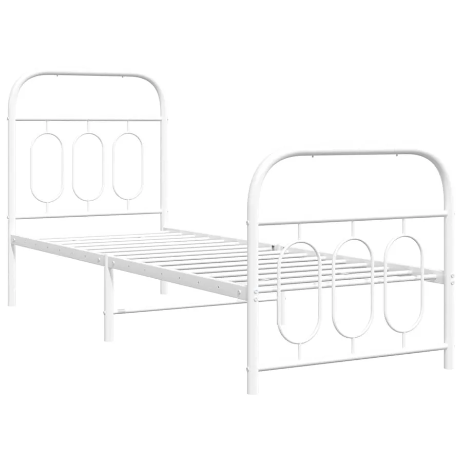 Cadre de lit métal sans matelas avec pied de lit blanc 75x190cm - 3