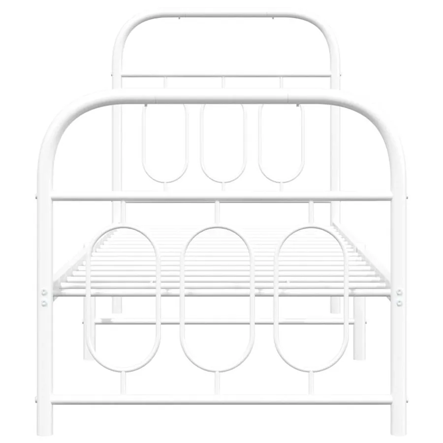 Cadre de lit métal sans matelas avec pied de lit blanc 75x190cm - 4