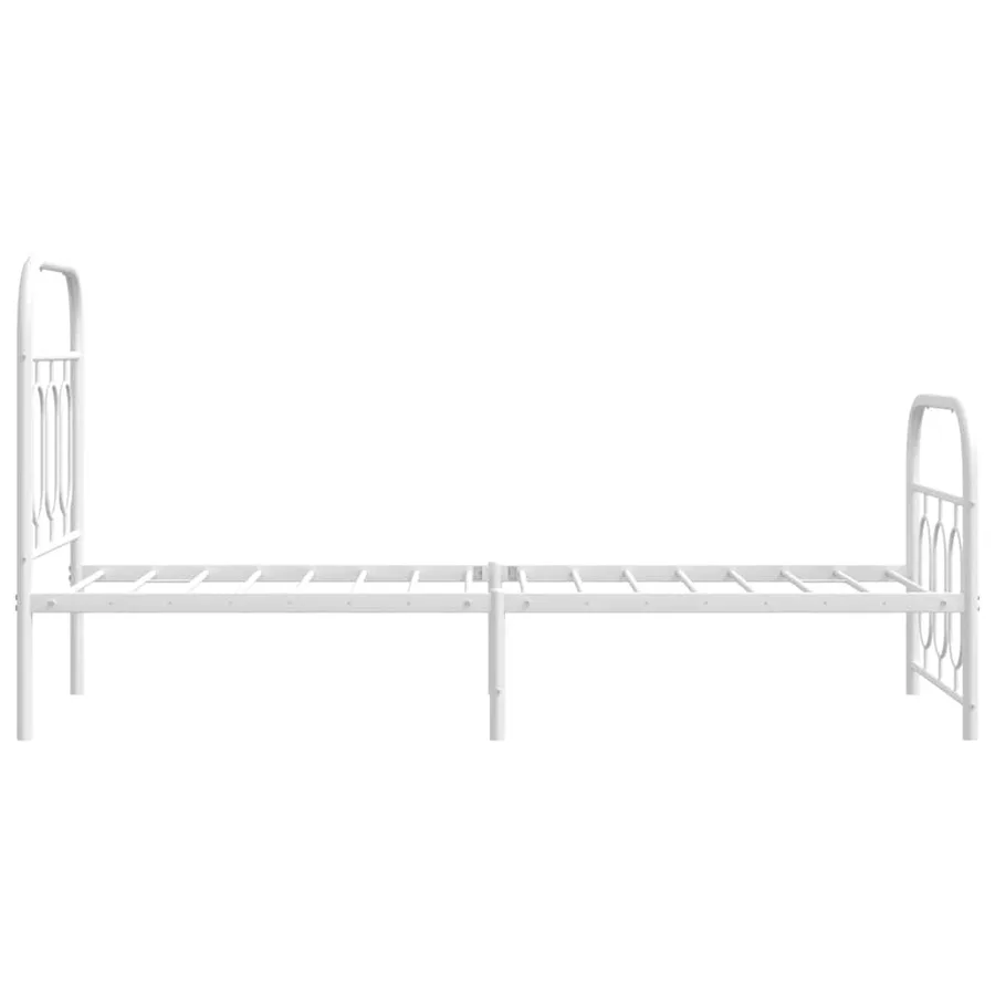 Cadre de lit métal sans matelas avec pied de lit blanc 75x190cm - 5