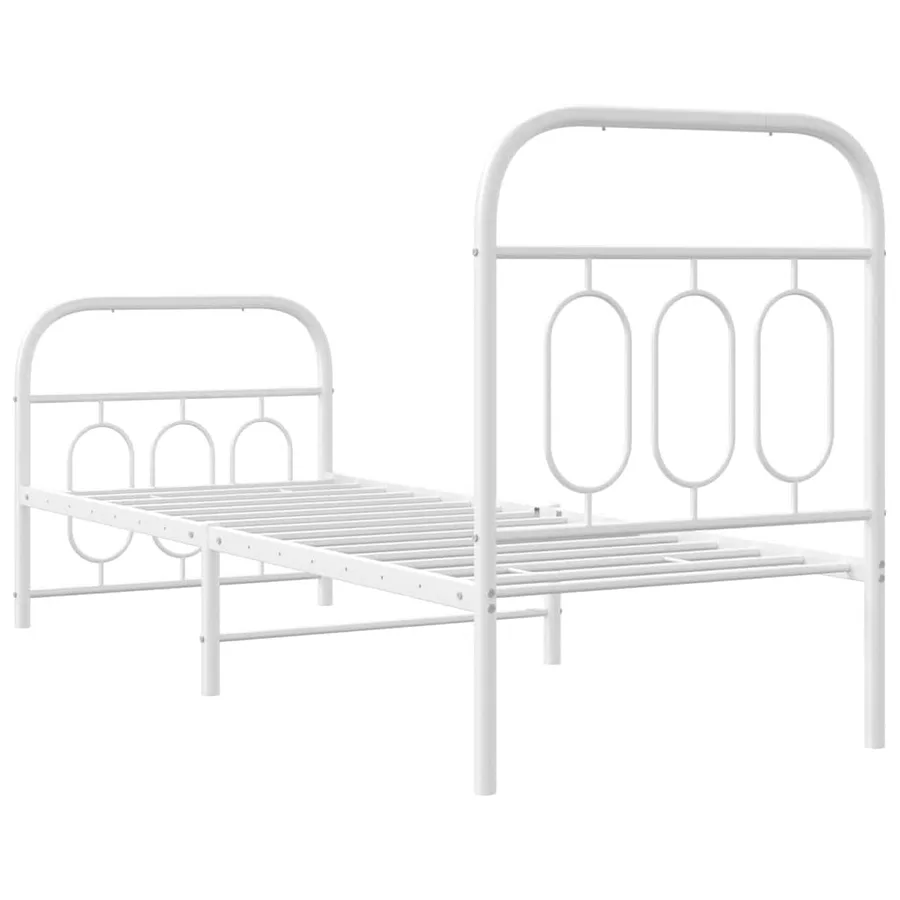 Cadre de lit métal sans matelas avec pied de lit blanc 75x190cm - 6