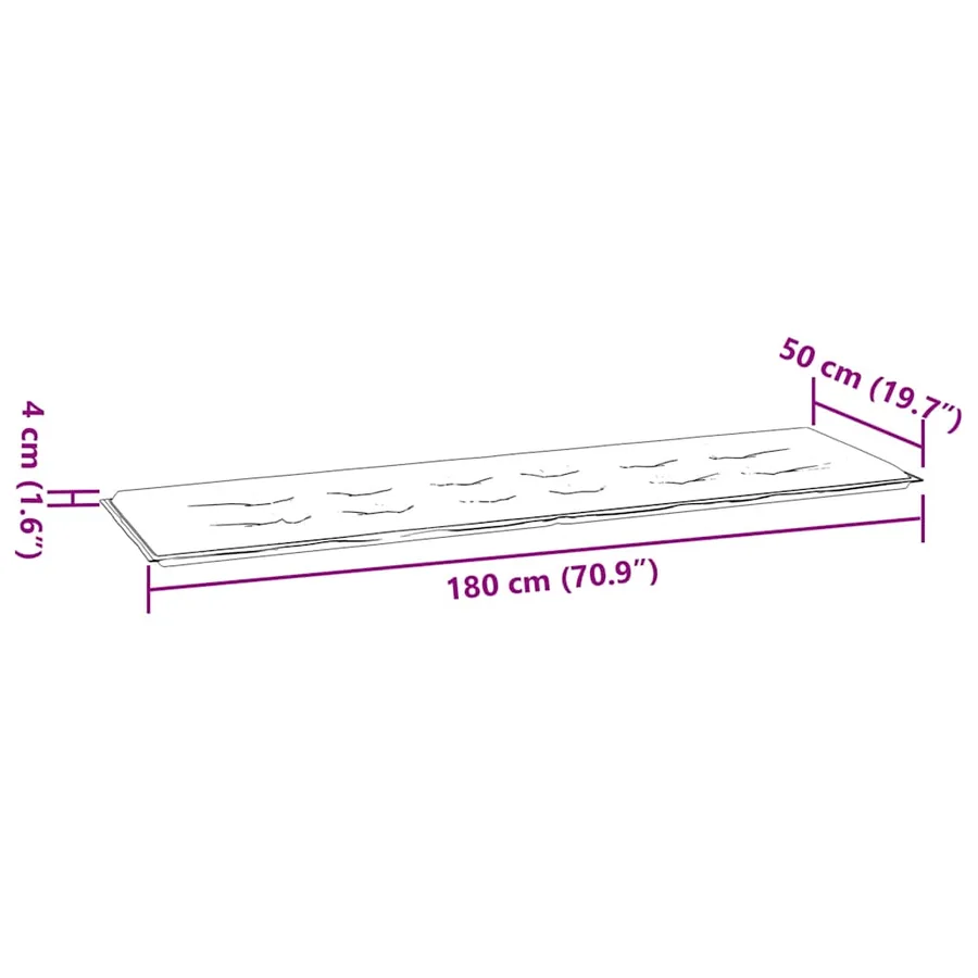 Coussin de banc de jardin bleu marine 180x50x3 cm tissu oxford - 7
