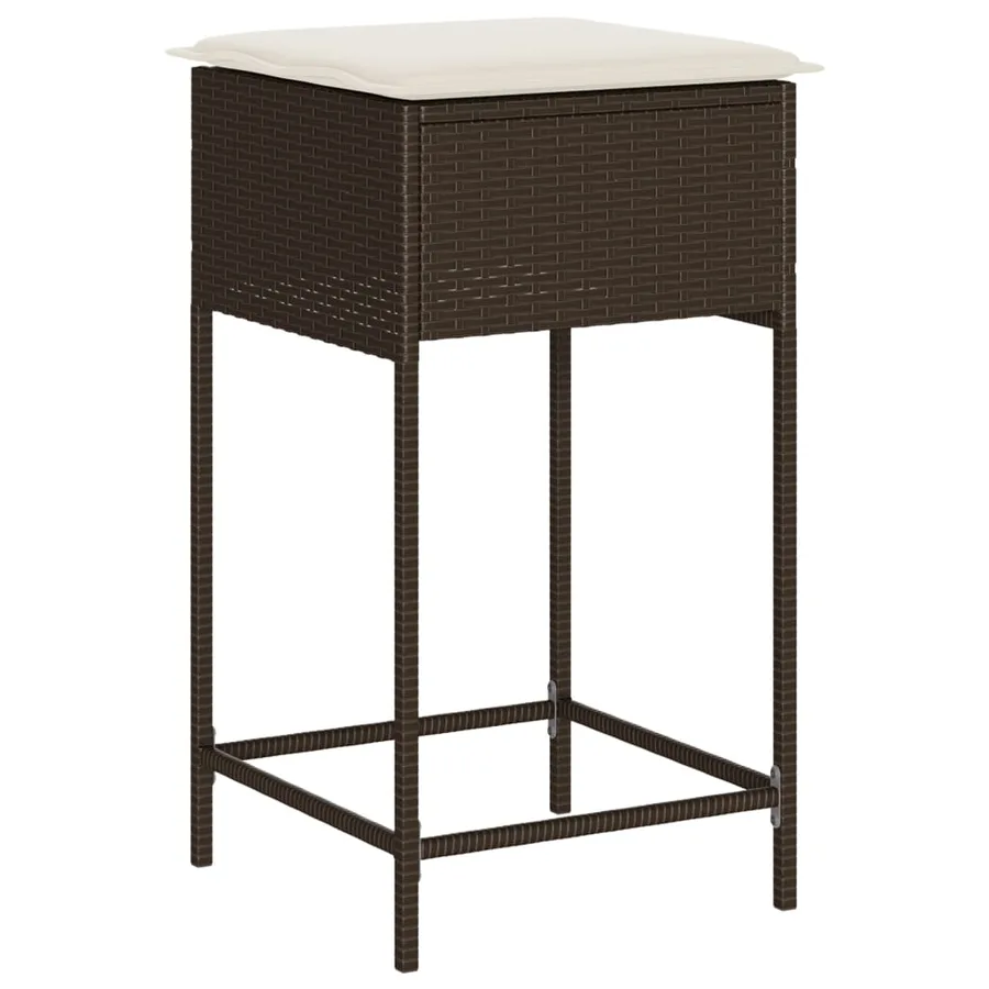 Ensemble de bar de jardin 9 pcs avec coussins marron poly rotin - 4