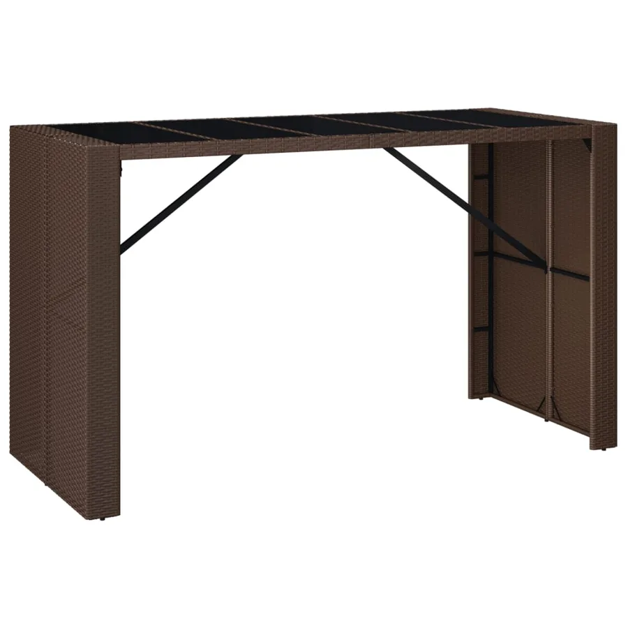 Ensemble de bar de jardin 9 pcs avec coussins marron poly rotin - 5