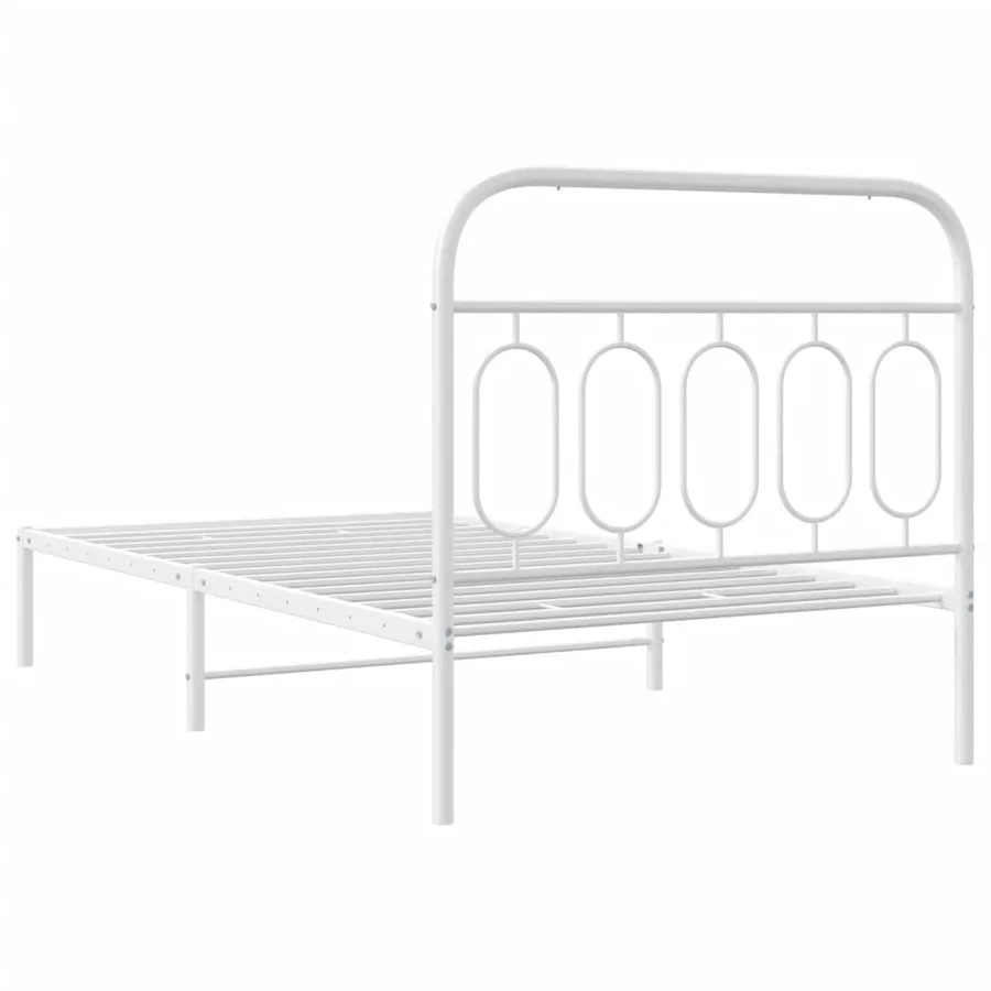 Cadre de lit métal sans matelas et tête de lit blanc 107x203 cm - 6